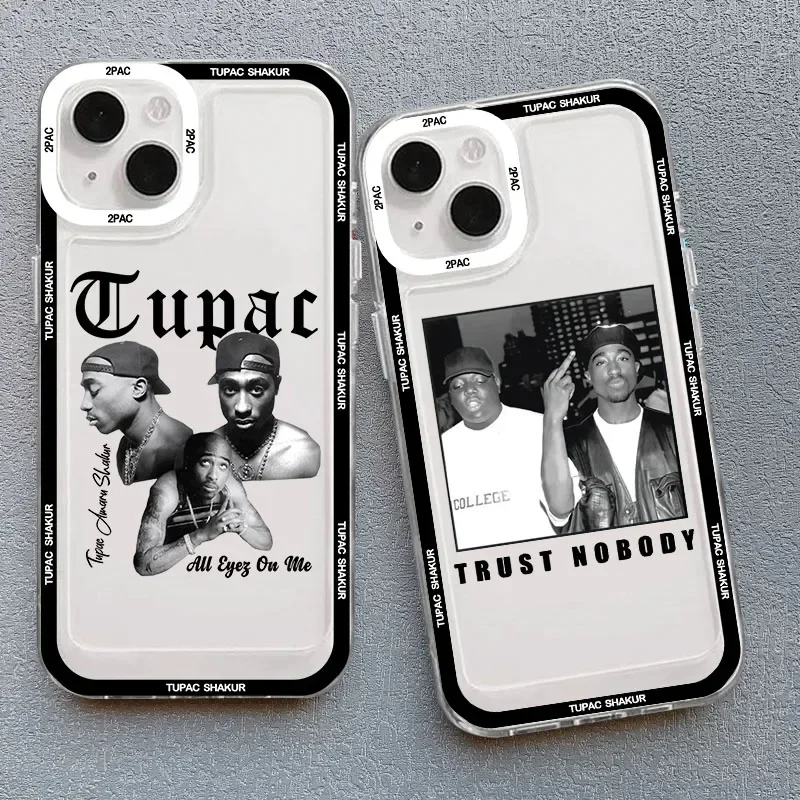 Rapper 2pac Singer Tupac Phone Case for IPhone 16 15 14 13 12 11 Pro Max Mini X XS XR SE 7 8 Plus Shockproof Transparent Cover