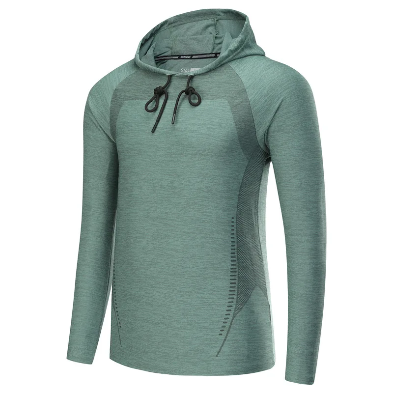 New Men's Hooded Solid Color Long Sleeve T-Shirt Sweatshirt, Perfect for Outdoor Running and Fitness Training