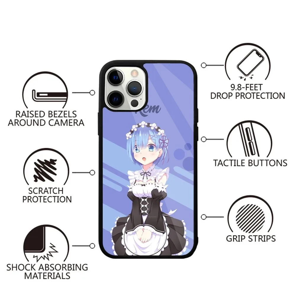 R-Rem Re Zero Anime Rem  Phone Case Strong Magnetic For IPhone 15,14,13,Pro,Max,Plus,11,12,Mini For Magsafe Wireless Charging