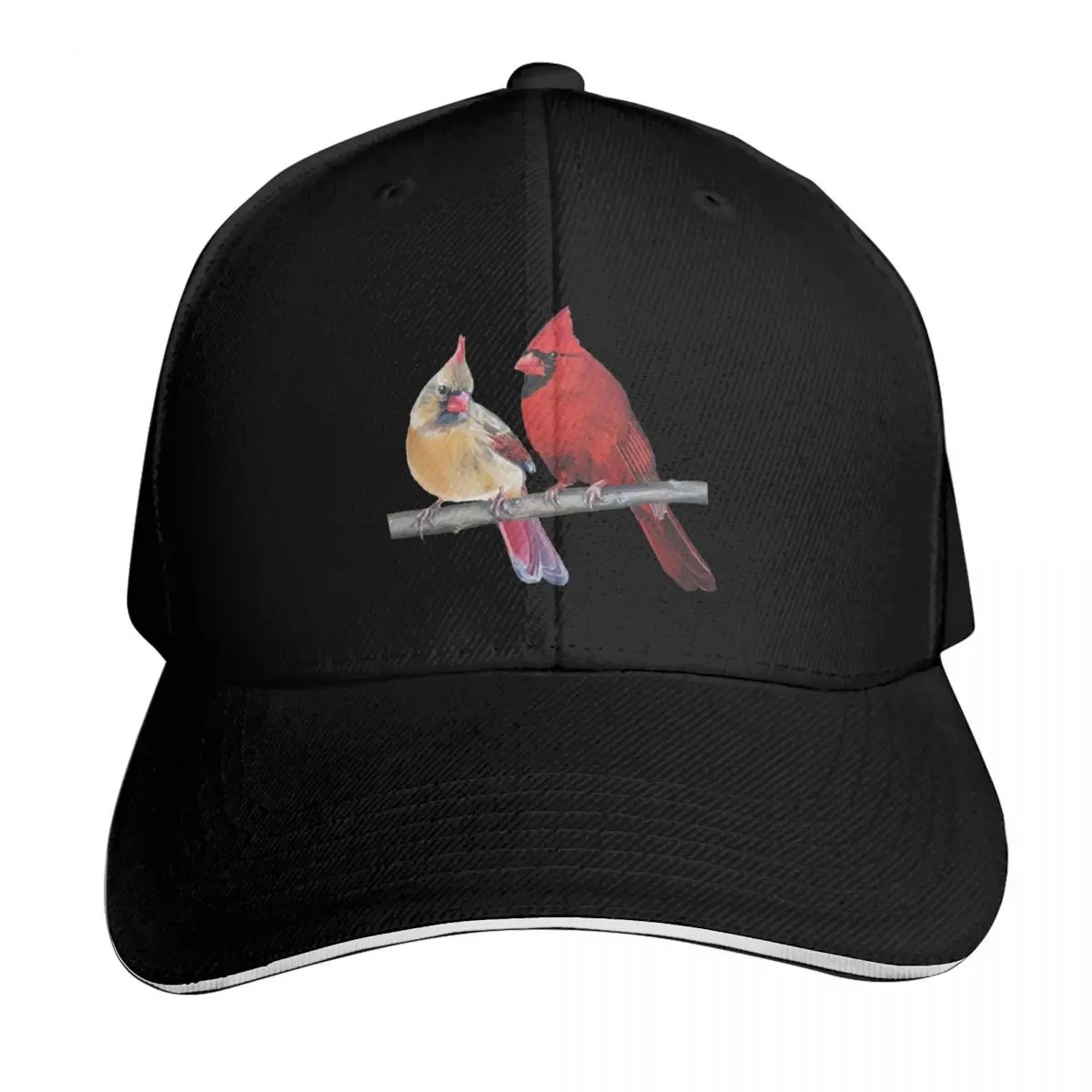 Northern Cardinals Pair painting (no background) Baseball Cap Casual Daily Wear Quick Dry Performance Cotton Twill Breathable