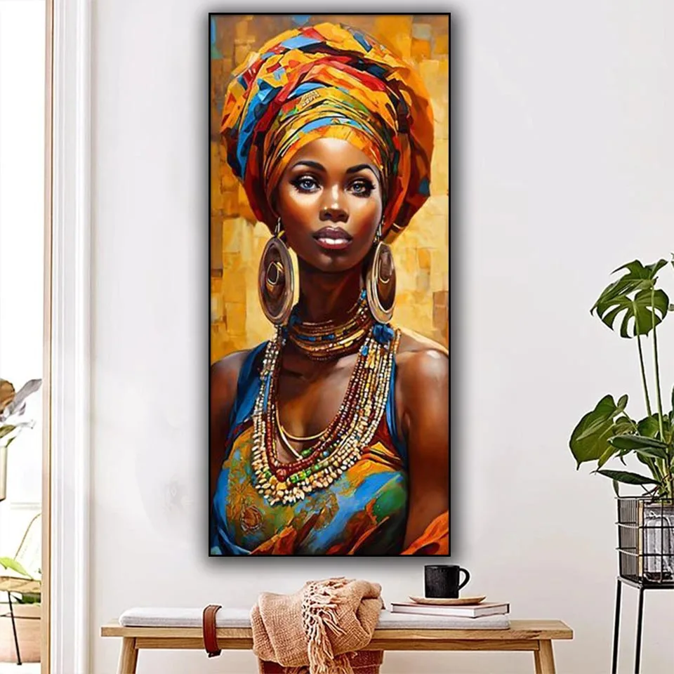 

Яркий африканский женский портрет с красочной повязкой на голову, алмазная живопись, новинка 2026, алмазная мозаика, наборы для вышивки крестом, домашний декор