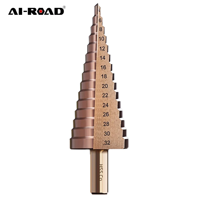 

AI HSS M35 Cobalt Step Drill 4-32mm Triangle Shank High Speed Steel Drill High Speed Steel Cone Metal DrillBit Tool Hole Cutter