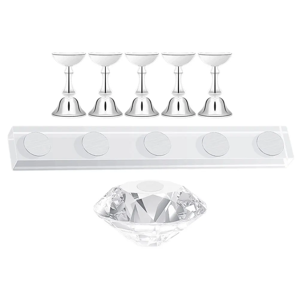 

7 Pcs Nail Display Manicure Practice Acrylic Golden Alloy Suitable For Salon Home Use Stable Comfortable