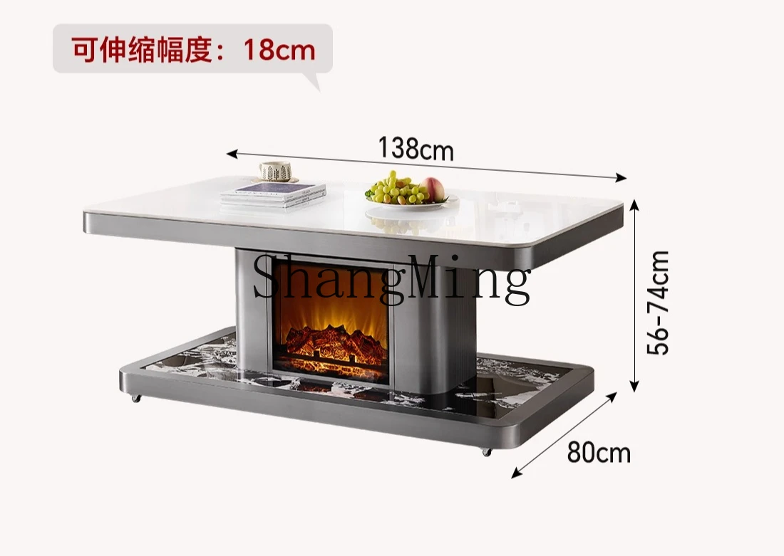 

CL new smart heating table living room household electric heating stainless steel lifting tea table one-piece roasting stove