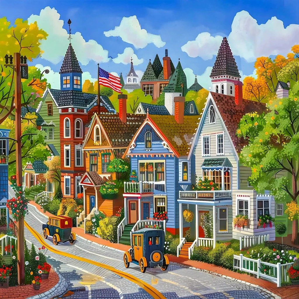 

500PCS/1024 PCS Jigsaw Puzzles Landscape Beautiful Community Challenging Family Activity Game for Gameroom Bedroom Home Decor