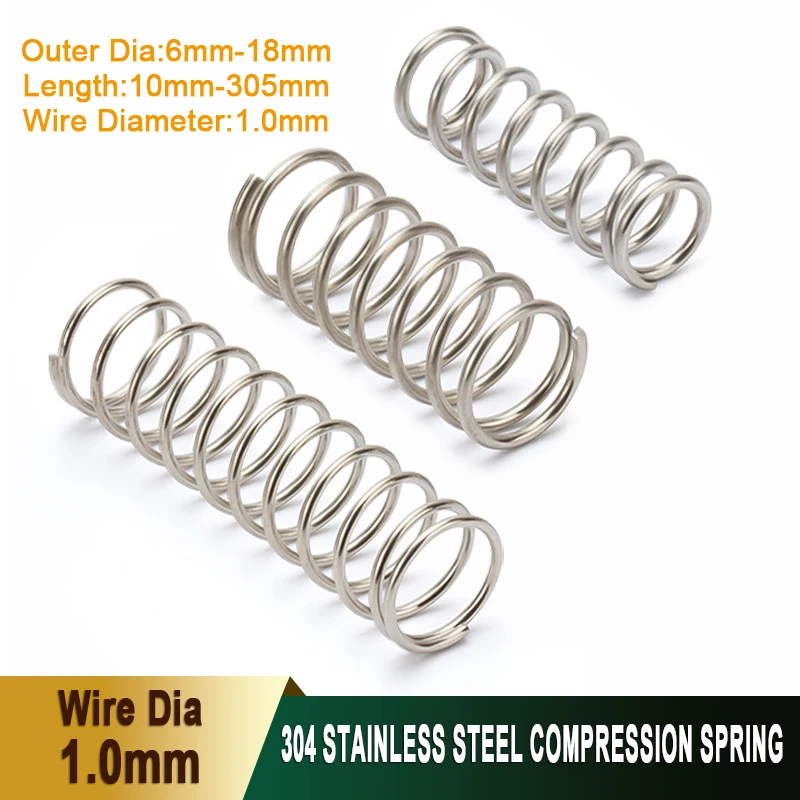 304 Stainless Steel Compression Spring Y-shaped Shock Absorption Return Spring Wire Dia 1.0mm Outer Dia 6-18mm Length 10-305mm
