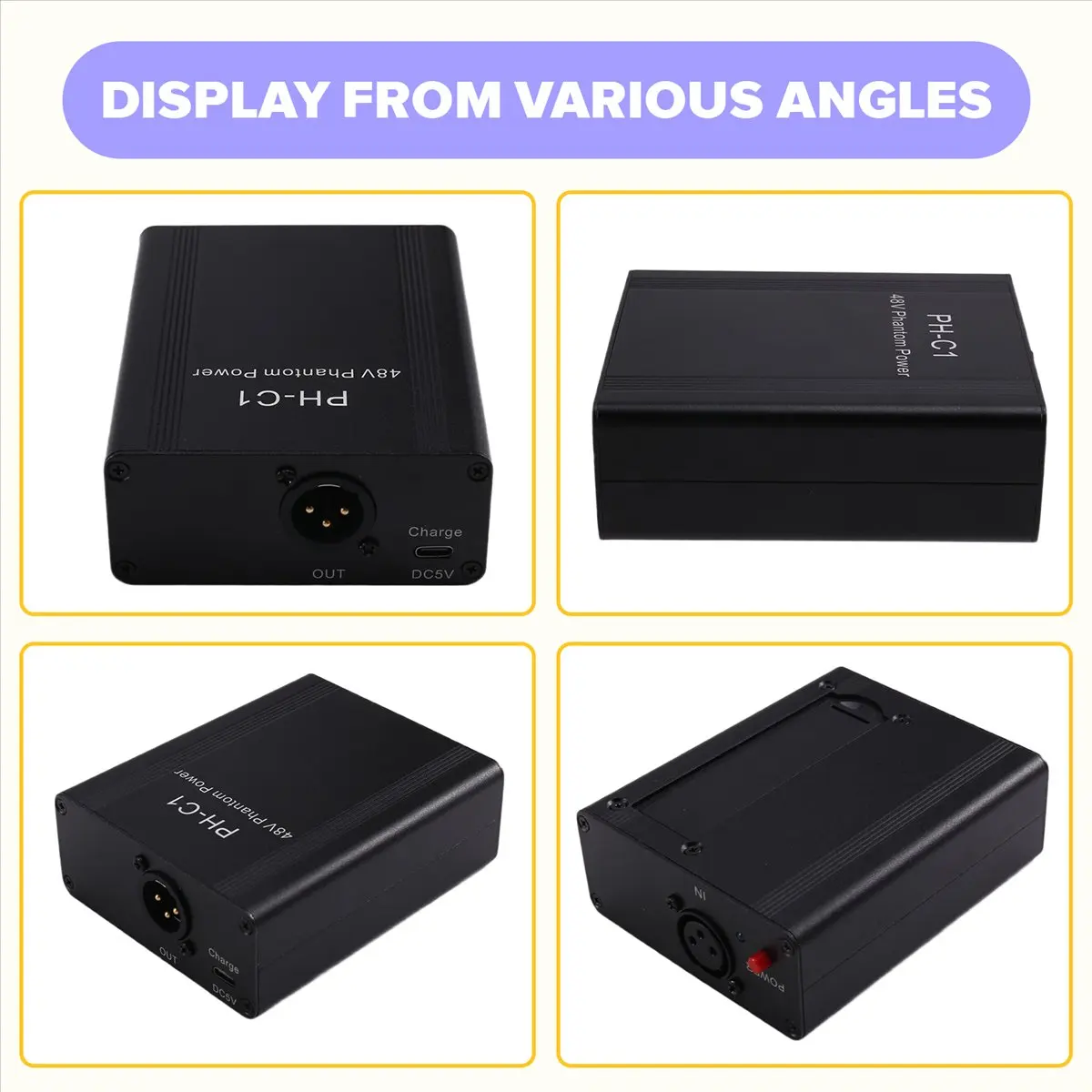 Goodprice PH-C1 Microphone Preamp 48V Phantom Power Compact High Gain Microphone Booster Microphones Music Recording Equipment A