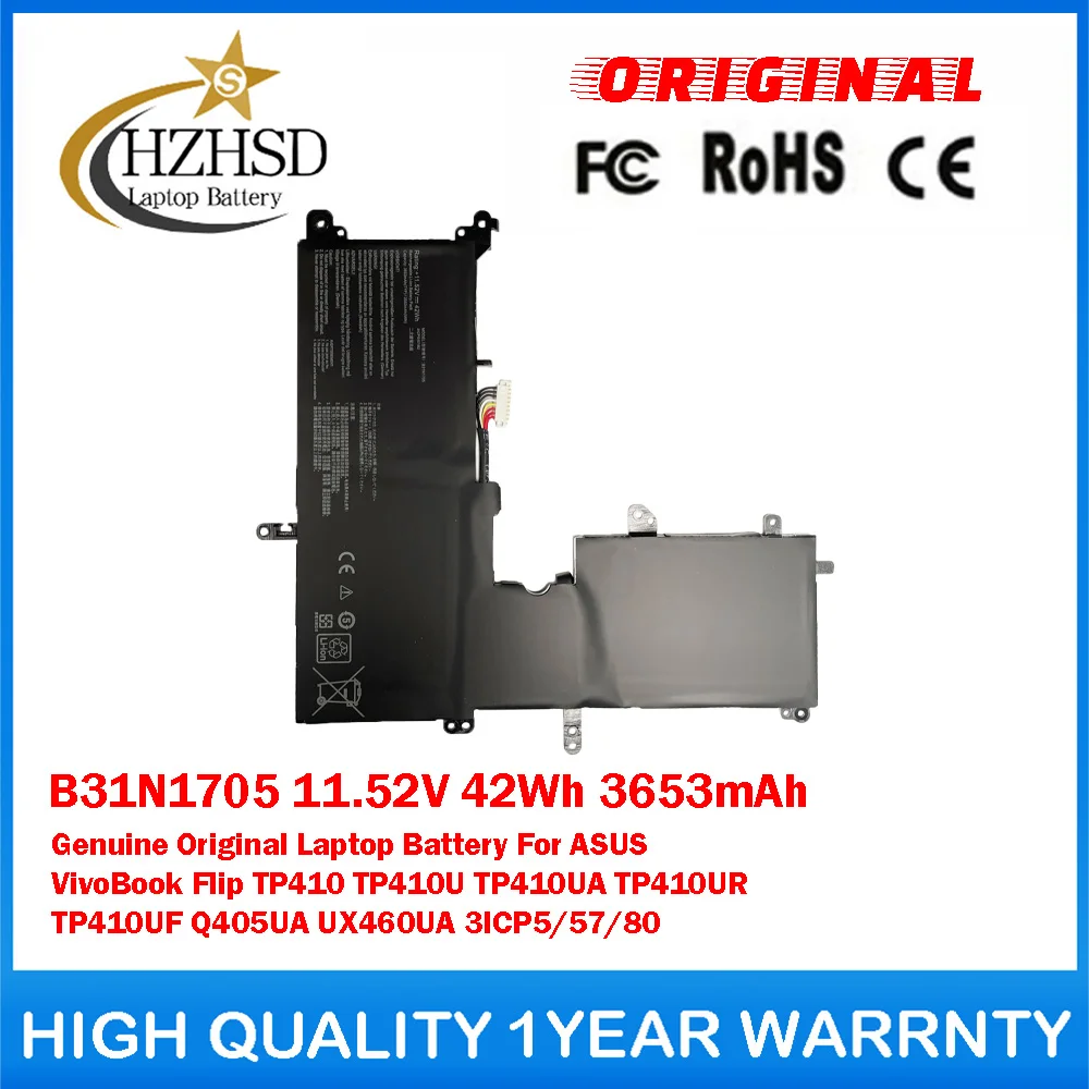 

B31N1705 11.52V 42Wh 3653mAh Genuine Original Laptop Battery For ASUS VivoBook Flip TP410 TP410U TP410UA TP410UR TP410UF Q405UA