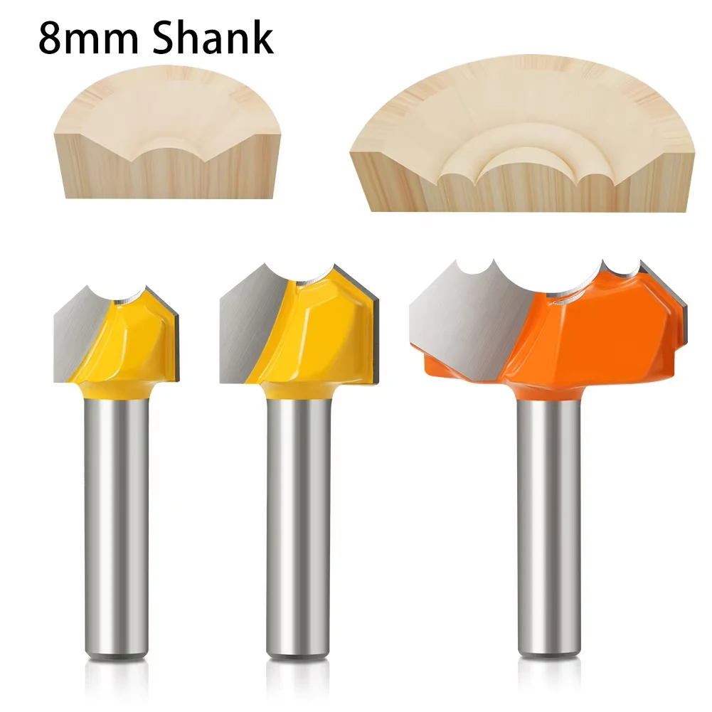 Double Arc Dragon Bead Router Bit 8mm Shank Woodworking Tools Solid Wood Craft Pattern Trimming Profiling Milling Cutter