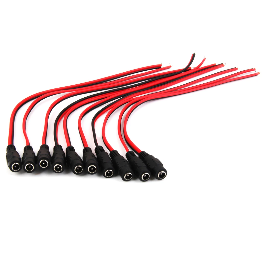 DC Power Connector Pigtail Cable 5.5x2.1mm Female Wire for CCTV Security Camera Extension
