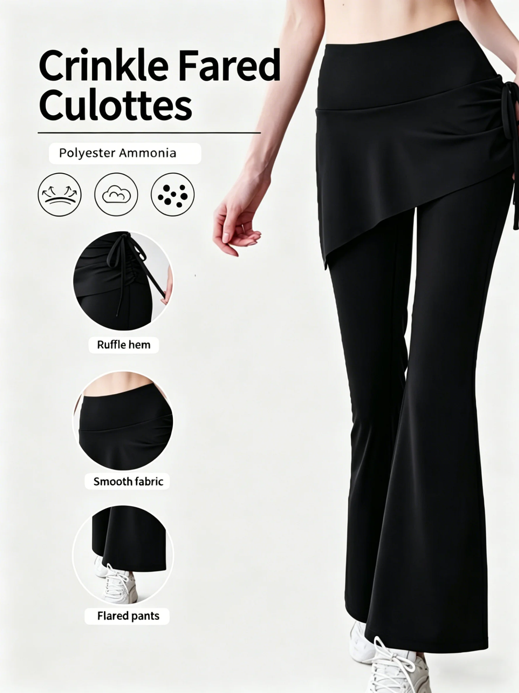 2-in-1-Yoga-Hose für Damen mit Röcken, hoher Taille und Bauchkontrolle, gerüschten Kordelzug-Leggings und Fitness-Sportbekleidung