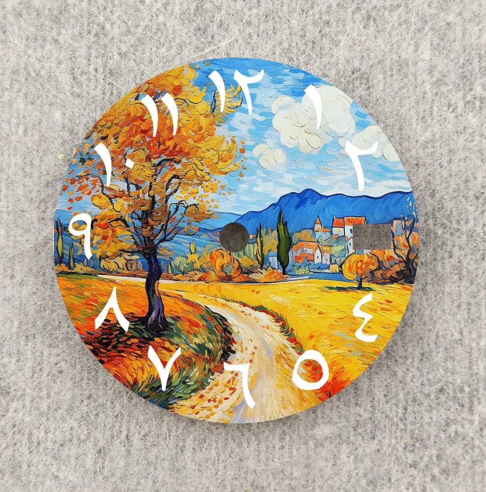 Циферблат NH35, креативная картина маслом, циферблат 28,5 мм, циферблат с арабскими цифрами, циферблат NH36, индивидуальная посадка, замена деталей часов NH35/36, механизм