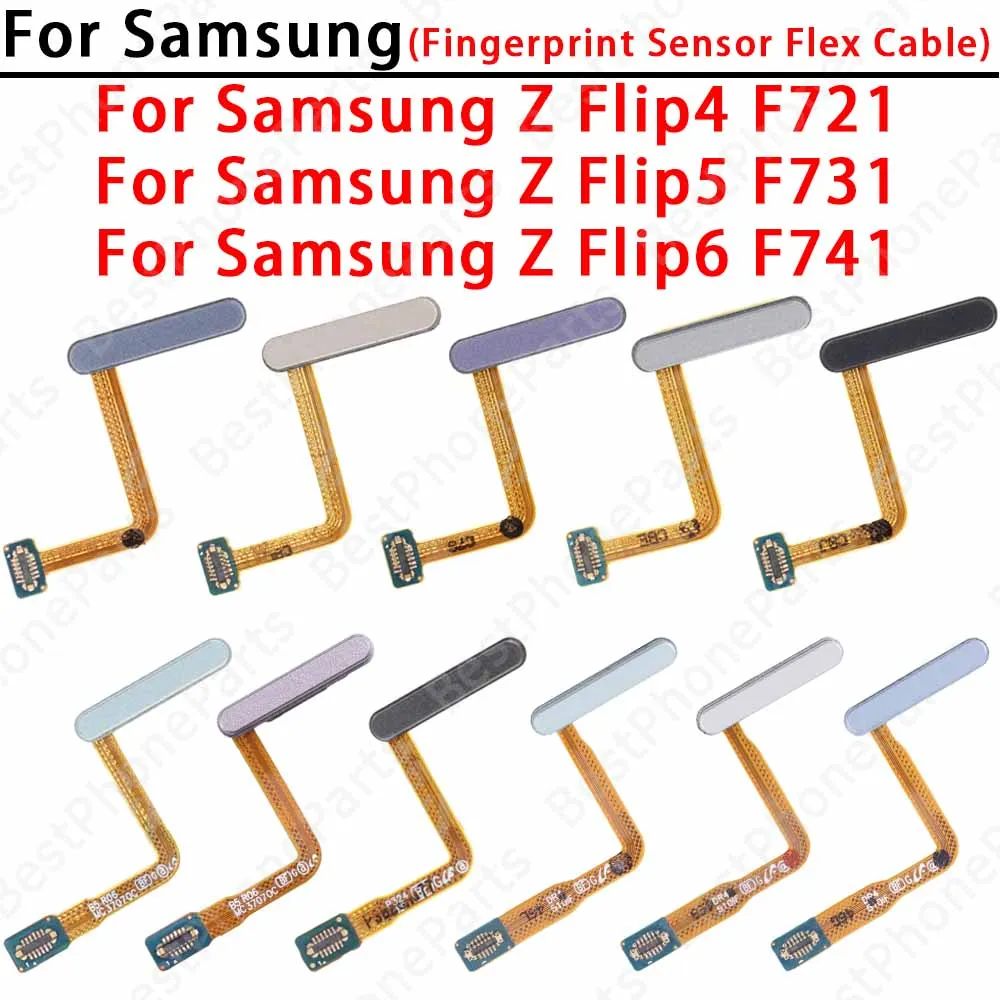 Botón de encendido para teléfonos, Sensor de huellas dactilares, Cable flexible para Samsung Galaxy Z Flip4 F721 Flip5 F731 Flip6 F741, accesorios de repuesto