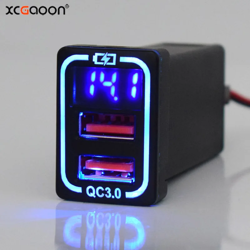 

XCGaoon 12V 24V QC3.0 36W Quick Charge Car Charger Double 2 USB with LED Voltmeter for TOYOTA