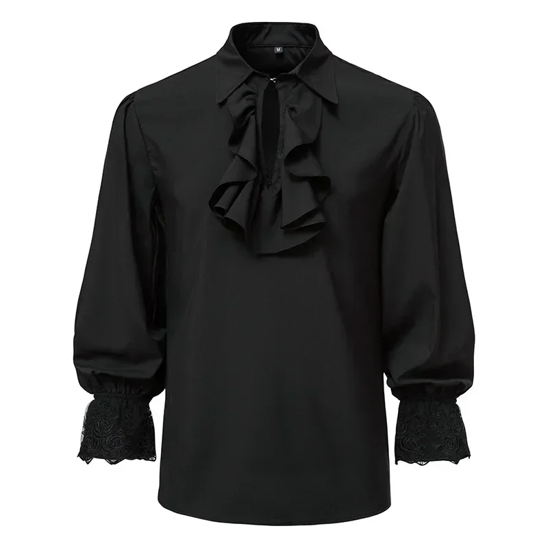 Halloween Cosplay Costume HommeMedieval Steampunk Pirate Vampire Shirts Mens Ruffled Renaissance Victorian Shirt Men Prom Party