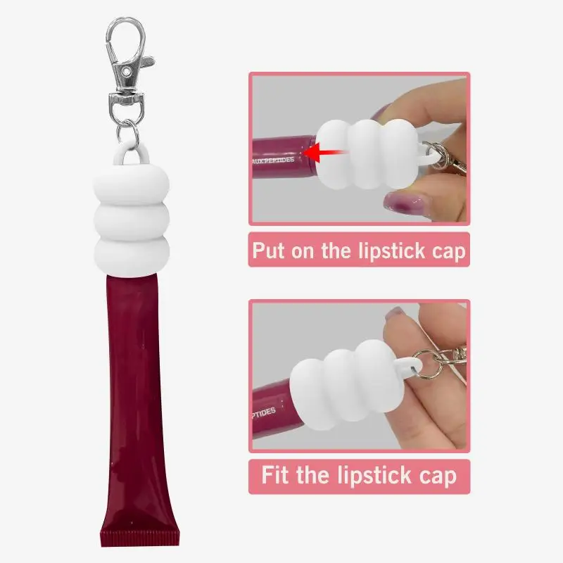 Z. Practical Donut Silicone Keychain Cap Accessories Portable Holder Keychain Compatible For Lipgloss Storage And Balm Cap