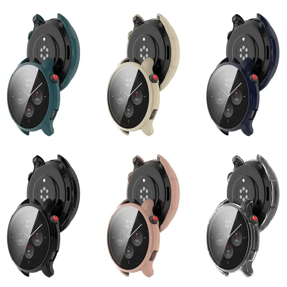 Hard Bumper Shell Full Coverage PC Shell Tempered Cover Case Screen Protector For Amazfit GTR 4