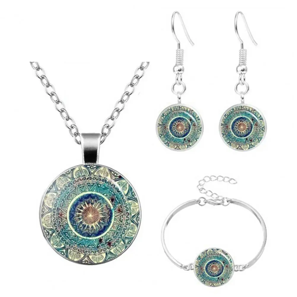 

Prom Jewelry Set Vintage Ethnic Style Women's Jewelry Set with Lobster Clip Earrings Adjustable Length Bangle for Lady's