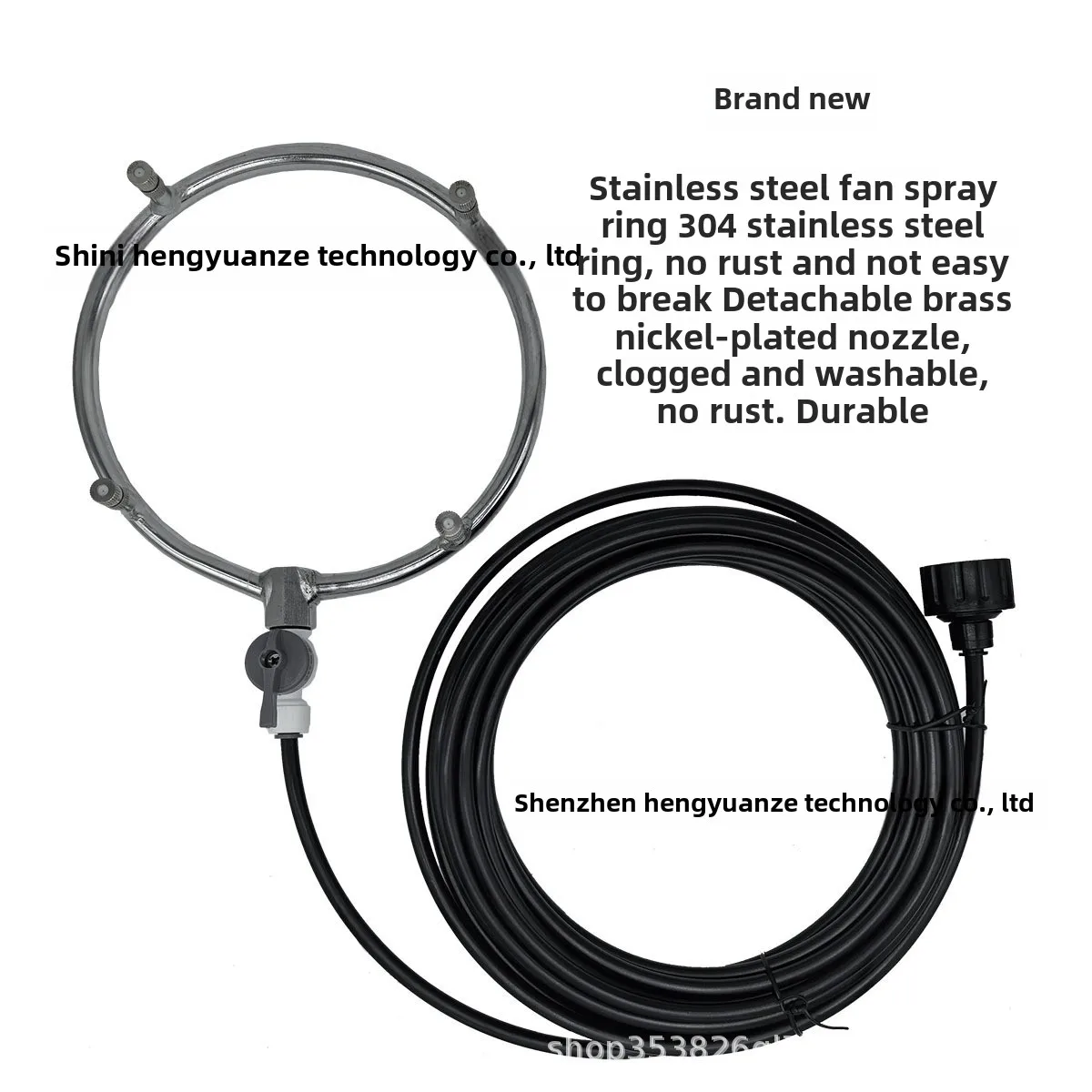 New Stainless Steel Fan Misting Ring for Outdoor Cooling - Ideal for Patio, Garden & Yard Fans, Adjustable Sprayer