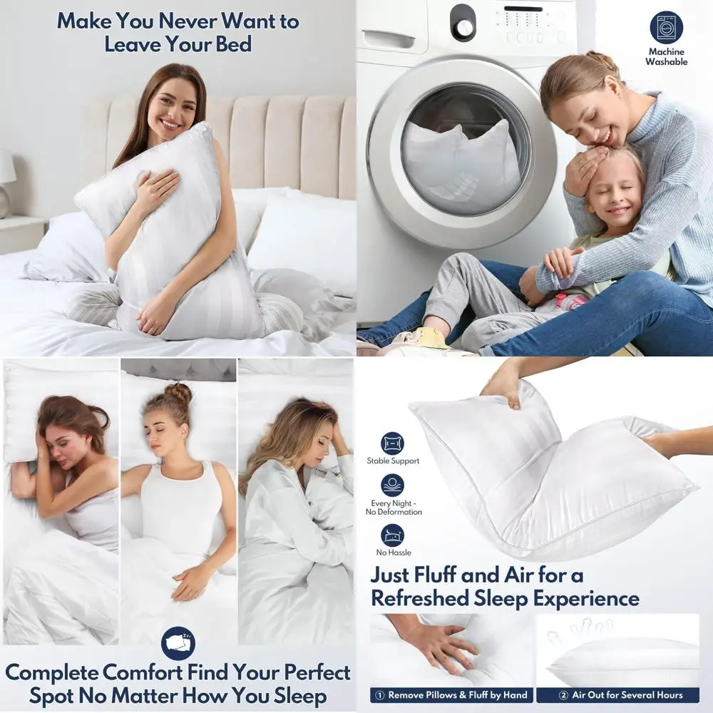 

Luxury King Size Pillow Set - 2 Pillows for Sleep & Support, Plush Microfiber, Ideal for Side & Back Sleepers