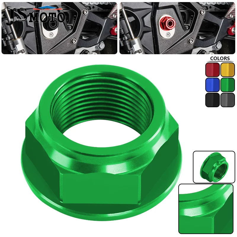 Motorcycle CNC Swing Arm Pivot Shaft Nut Screw Bolt Pad For Z750 Z1000 Z1000SX ER-6N ZX-6R ZX-10R YZFR1