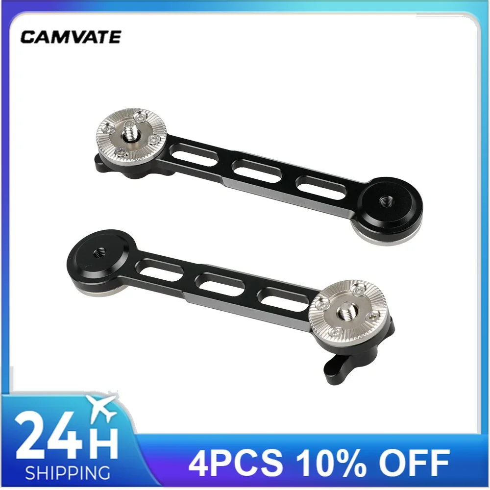 CAMVATE 2 Pieces Standard ARRI Rosette Extension Arm With NATO Safety Rail For DSLR Camera Shoulder Mount Rig Support System New