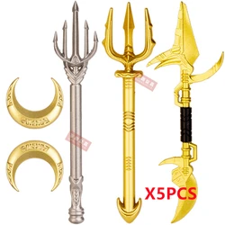 5PCS Middle Ages Lune Trident accessories Building Blocks Model Bricks mini Action toy Figures Toy gift for children