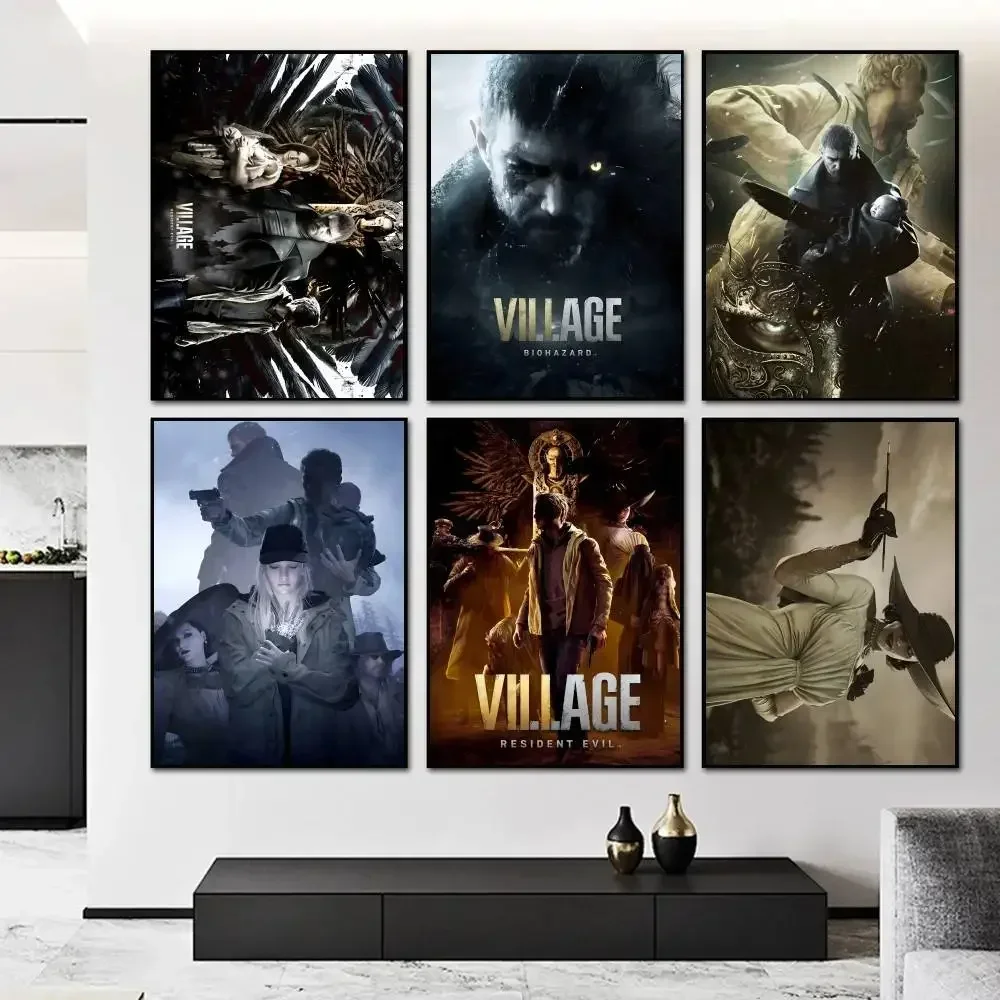 Resident-Evil 8 Village Hot Video Game Poster Prints Wall Painting Bedroom Living Room Wall Bar Restaurant