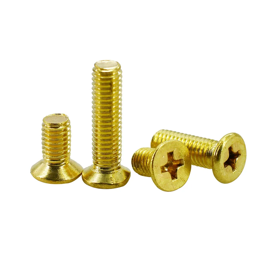 M2 M2.5 M3 M4 M5 M6 M8 Brass Phillips Screw Metric Threaded Bolts Cross Pan Screws Countersunk Flat Head Motherboard PCB Bolts