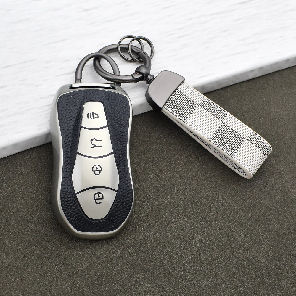 Premium TPU Leather Car Key Case Shell for Geely Atlas Azkarra New Emgrand FY11 GS X6 EC7 SUV Protective Remote Key Cover Rings