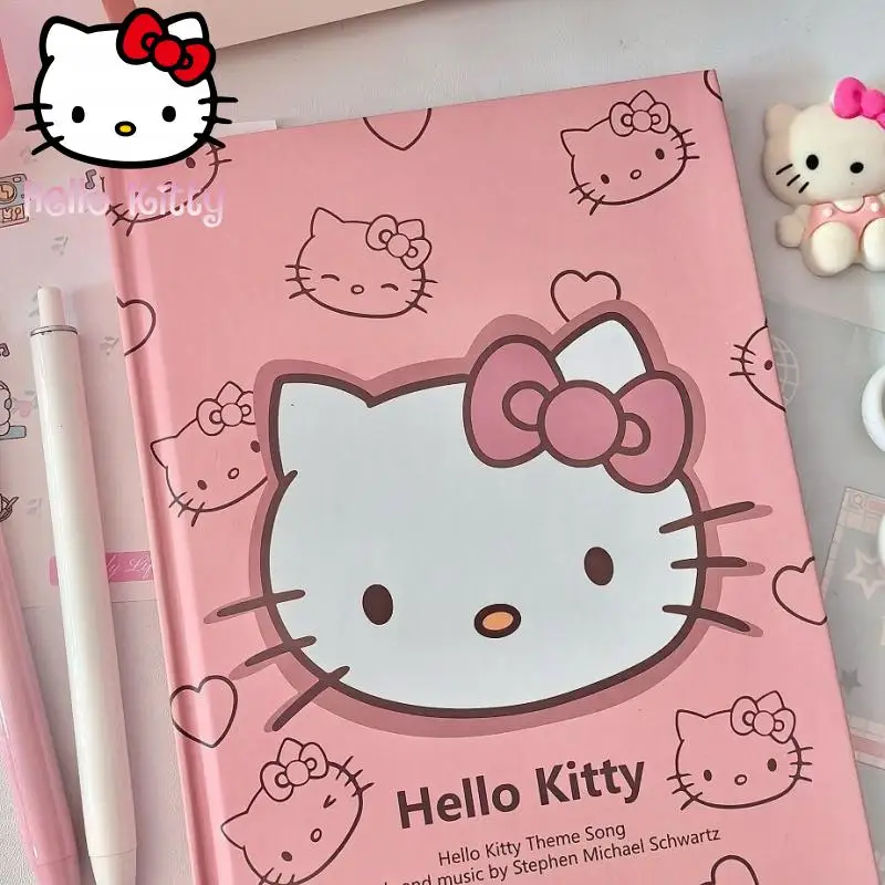 Cartoon Sanrio Hello Kitty Writing Notebook Anime Student Stationery Girls Cute Hardshell Homework Notebook Christmas Gifts