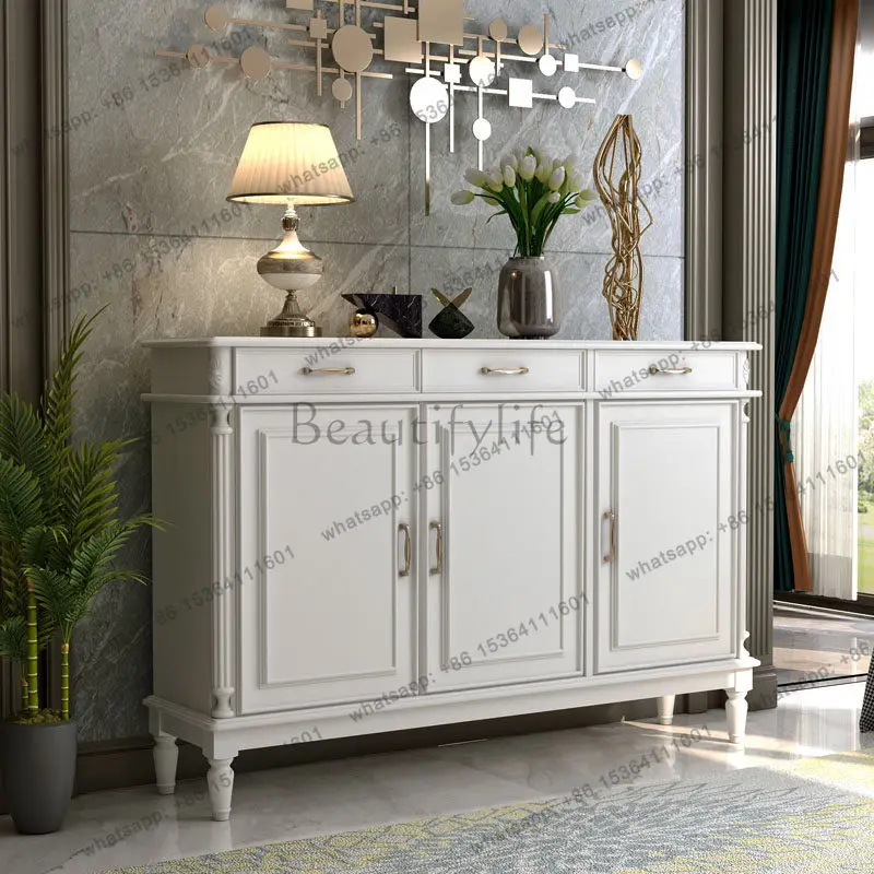 American solid wood shoe cabinet European simple storage modern fully assembled storage partition cabinet