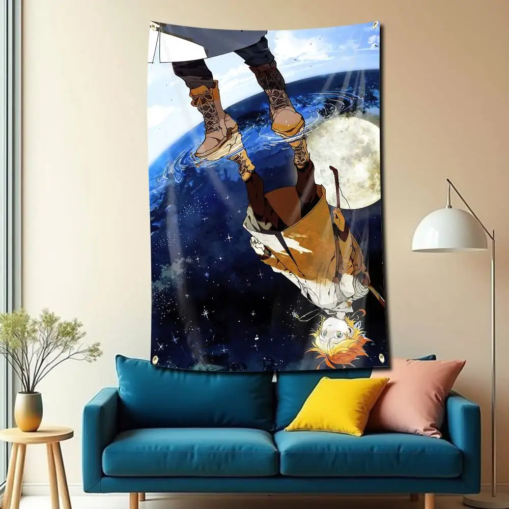 Emma TPN-Promised Neverland Flag Tapestry Banner for Bedroom Living Room Outdoor Camping Custom Supported