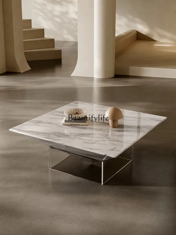

lxItalian Minimalist Acrylic Marble Coffee Table Light Luxury Square Modern Simple Coffee Table