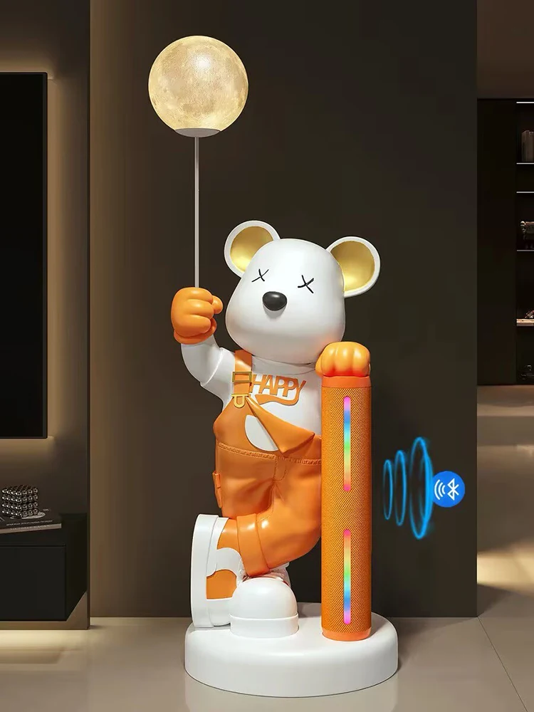 Home Decor Creative Vitality Bear Light Statue Large Floor Decor Luminous Speaker Animal Sculptures Ornaments Housewarming Gifts