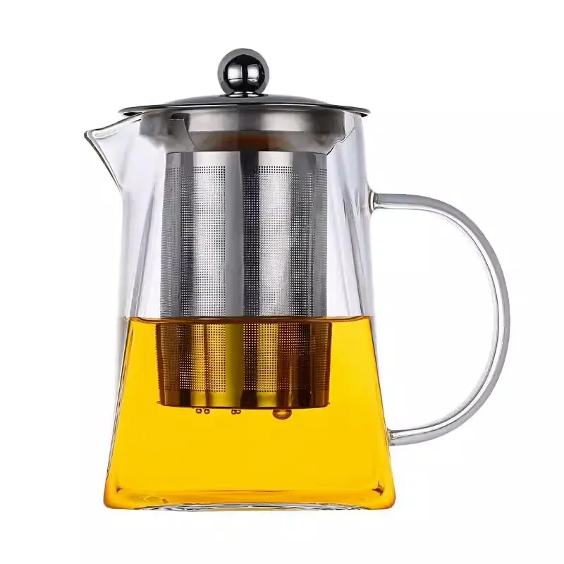 Heat Resistant High BorosilicateGlass Teapot with Stainless Steel Tea Strainer Household for Tea Summer Winter Drinkware