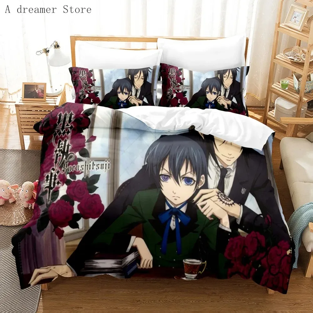 

Anime Black Butler Bedding Cool Sebastian Ciel Dakimakura Bed Linen Set Adult Duvet Cover Single Double Microfiber Bed Cover