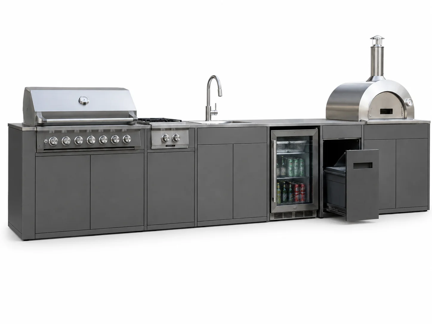 FOODLINE Outdoor Kitchen Combo Unit With Grill Cutout Sink And Drawers For Backyard Patio