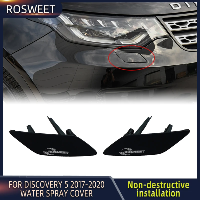 Water Spray Cover For Land Rover Discovery 5 L562 2017-2020 Year Car Front Bumper Headlight Washer Nozzle Auto Accessories