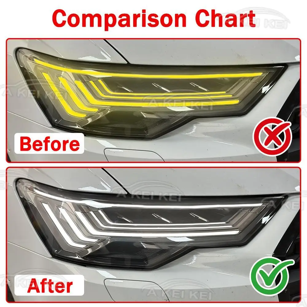 New For Audi A6 C8 2019-2023 Matrix DRL Car Headlight Light Guide Daytime Running Light Tube&Circuit Board Light Source Chip