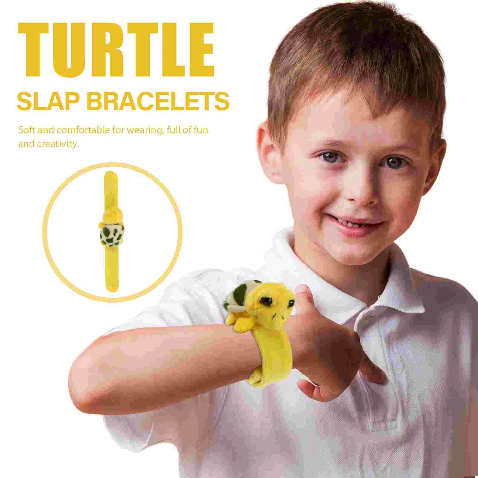 Bracelet for Men Big-eyed Mountain Turtle Plush Snap Ring Couple Children's Decoration (Yellow) Mens Cartoon Lovers