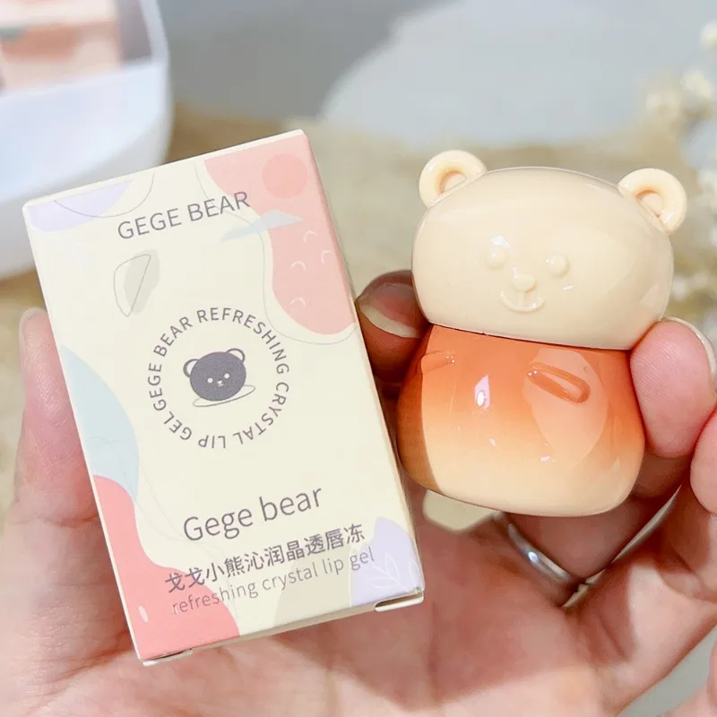 Cute Bear Jelly Nude Lip Gloss Waterproof Lasting Mirror Crystal Lip Glaze Water Light Liquid Lipstick Lips Makeup Cosmetics