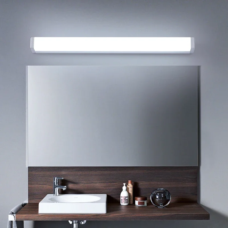 Modern LED Mirror Front Lights Minimalist Silver Aluminium Wall Lamps For Bathroom Vanity Cloakroom Bar Indoor Decorate Lighting