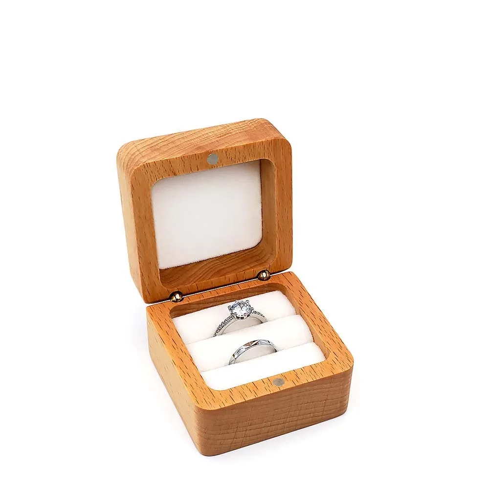 

Velvet Wood Rings Box Exquisite Retro Earrings Display Tray Jewlery Organizer Ear Studs Case Ring Earring Holder Store