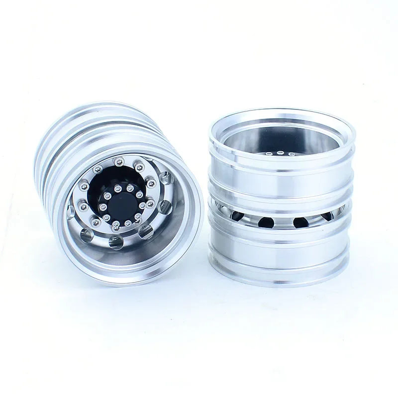 2pcs RC Dump Truck Aluminum Alloy Rear Wheel Hub Rim for 1/14 Tamiya SCANIA 770S R620 VOLVO BENZ Arocs MAN TGX LESU Car