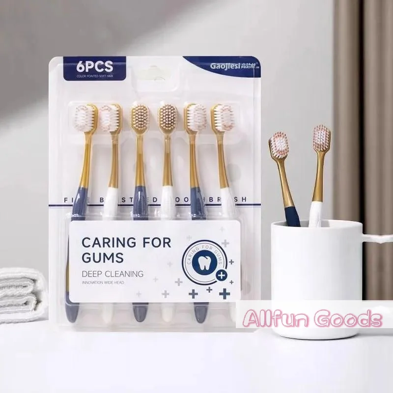 1/6Pcs Caring For Gums Adult Soft Bristled Toothbrush With Excellent Cleaning Effect Whitening Teeth Portable Box Packaging