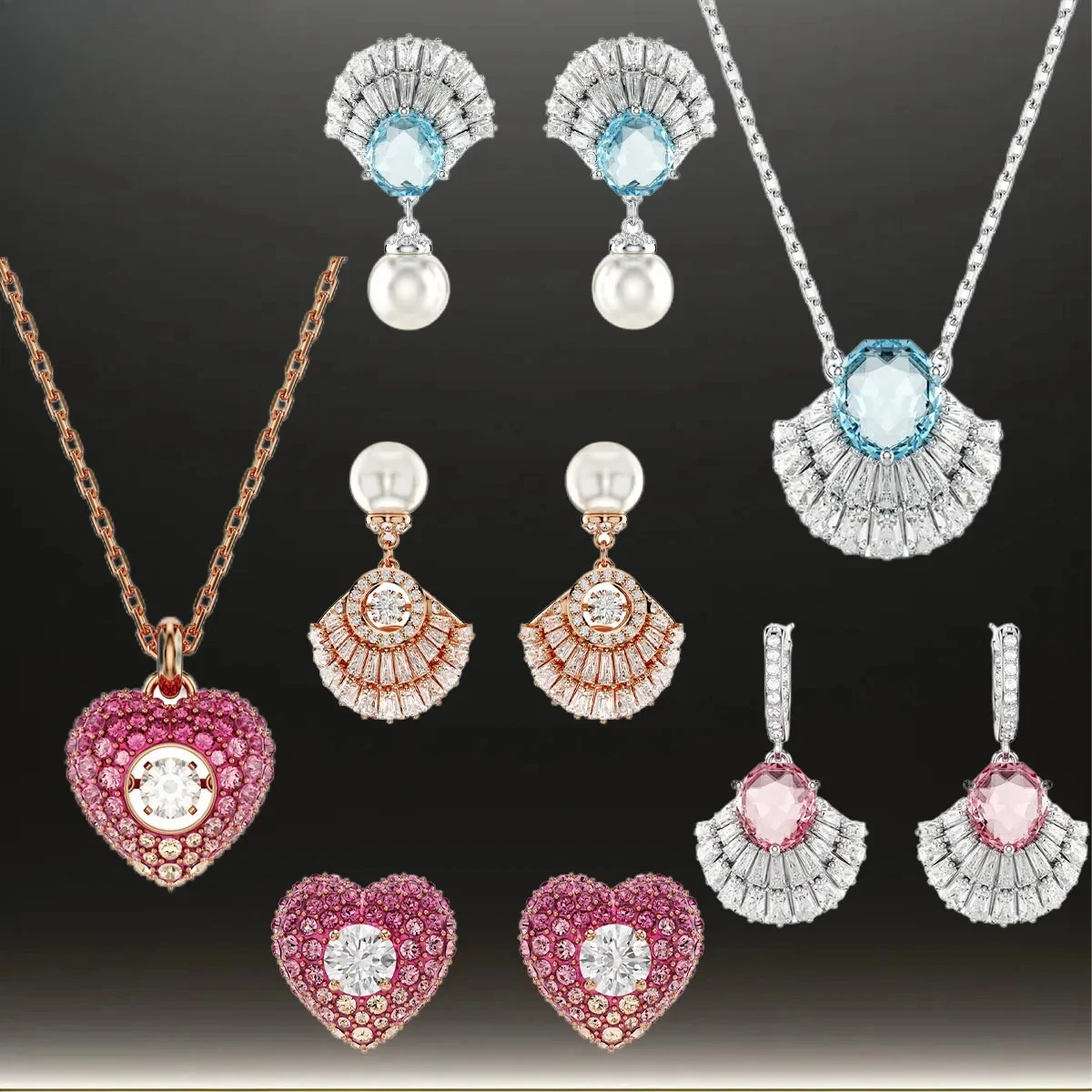 

2025 New Texture Color Shell Love Necklace Earrings Set for Valentine's Day, a must-have for queuing up as a gift for girlfriend