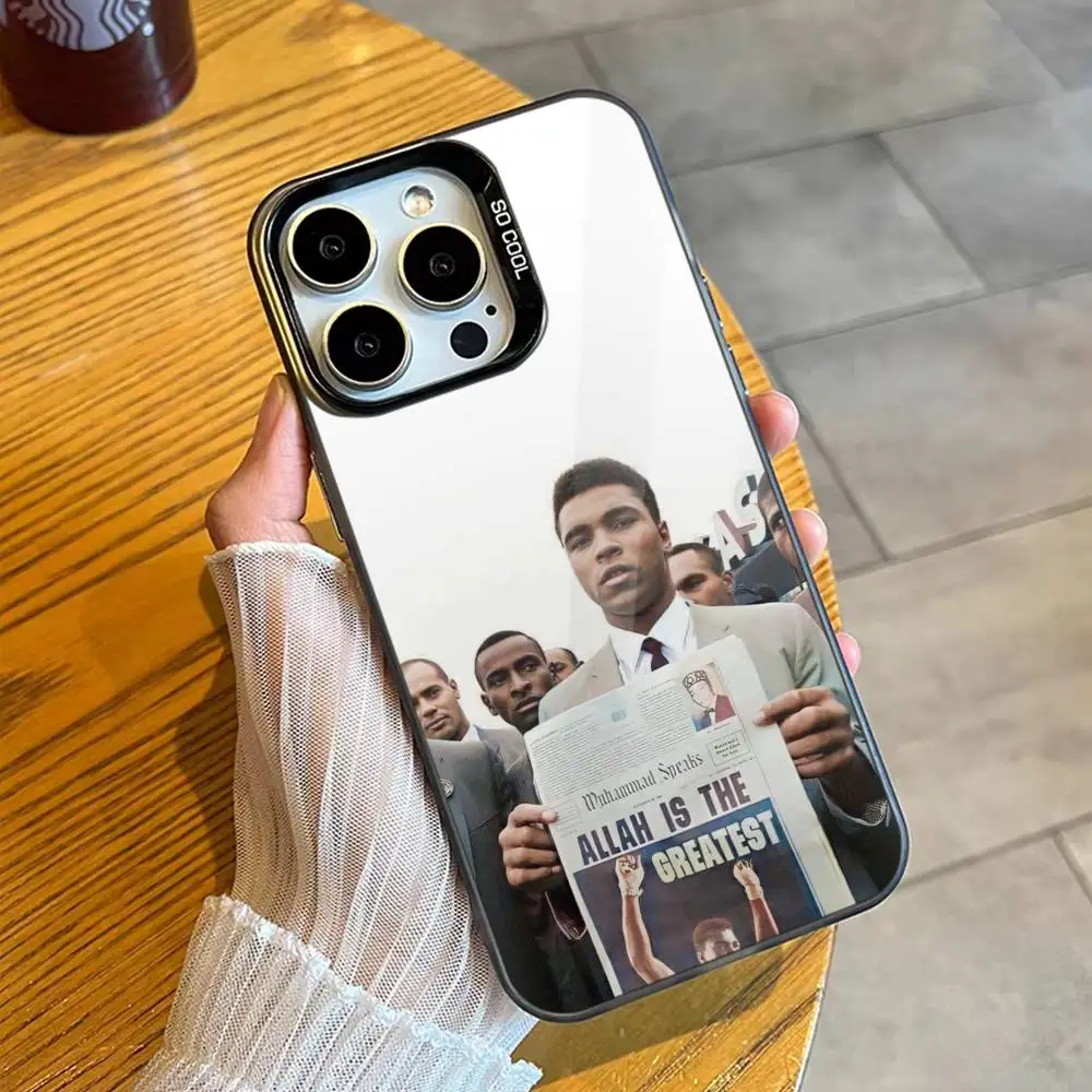 1pc Muhammad Ali Inspirational Boxing Legend Phone Case For iPhone17, 16,15,14,13,12 Pro Max Black Candy Matte Shockproof Cover