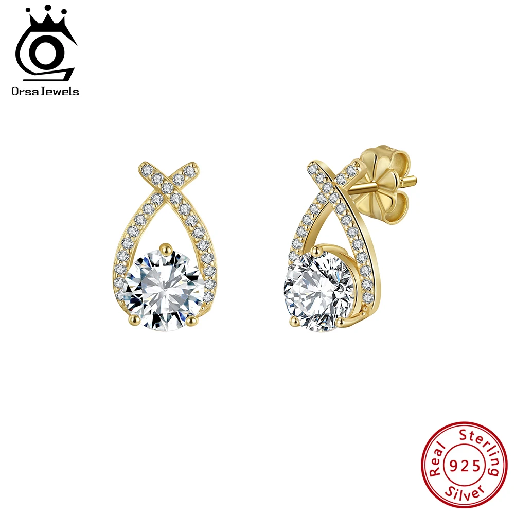 

Серьги-гвоздики ORSA JEWELS D VVS1 с муассанитом, для свадьбы и вечеринок, из стерлингового серебра S925, с сертификатом, MOE12