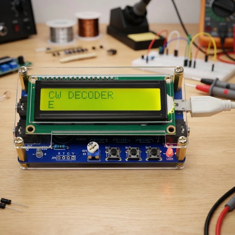 For CW Code Decoder Trainer Kit With Digital LCD Display For Morse Signal Learning Receiving Encoding Practice And Amateur